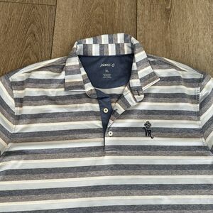 Johnnie O Polo Mens XL Blue Striped Shirt Prep-Formance Golf Stretch Preppy Surf